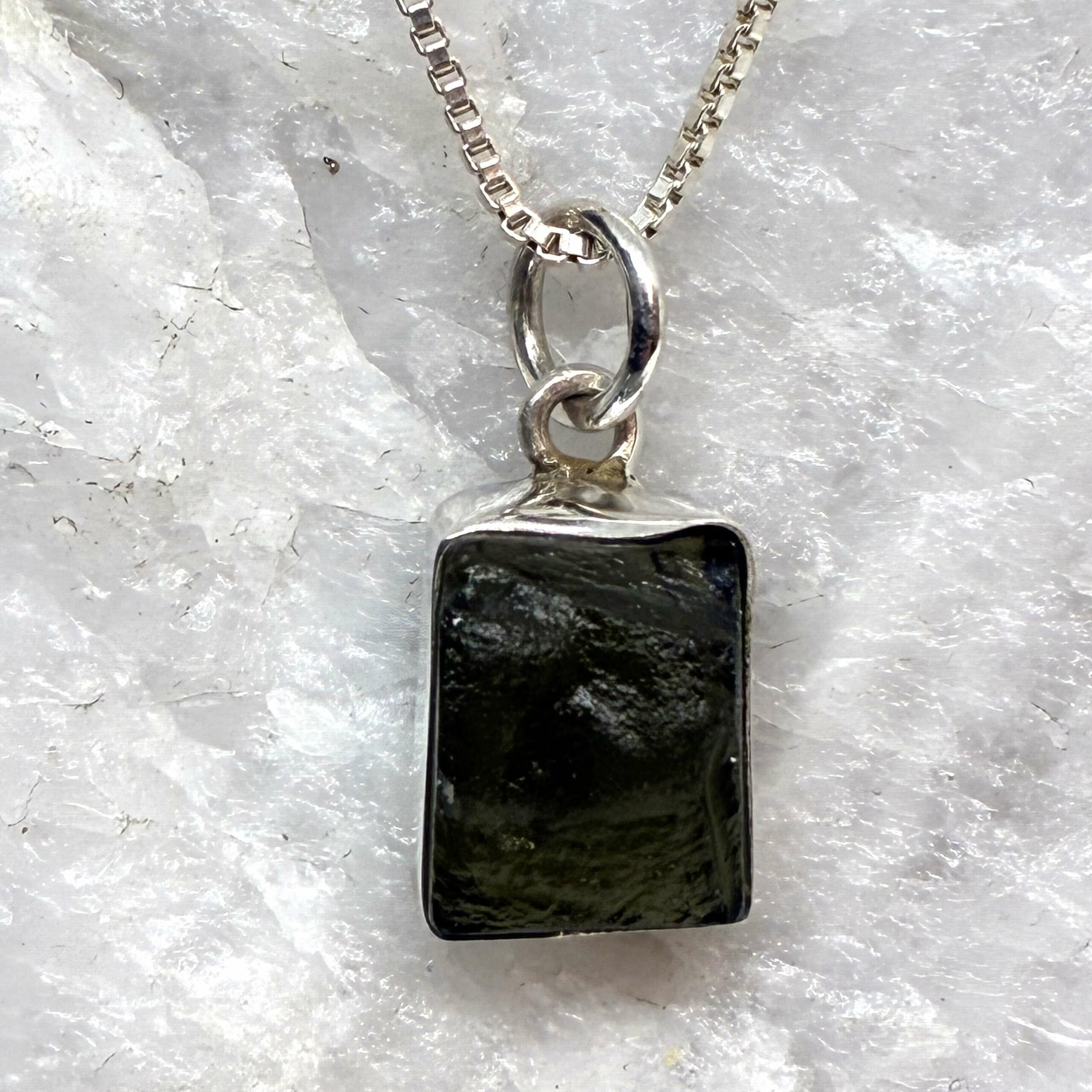 Moldavit Vedhæng Sterling Sølv 925