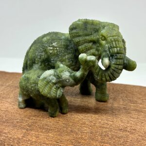Elefant mor og barn Grøn Jade