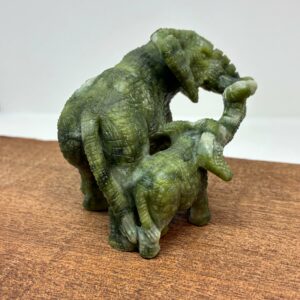 Elefant mor og barn Grøn Jade