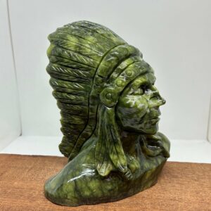 Indianer Høvding Buste Grøn Jade