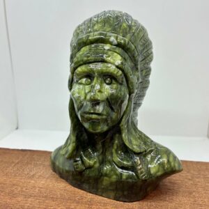 Indianer Høvding Buste Grøn Jade