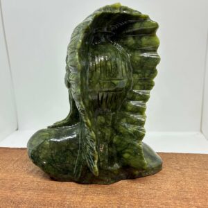 Indianer Høvding Buste Grøn Jade