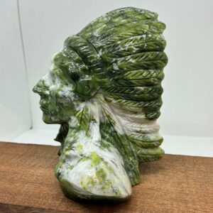 Indianer Høvding Buste Grøn Jade