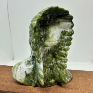 Indianer Høvding Buste Grøn Jade
